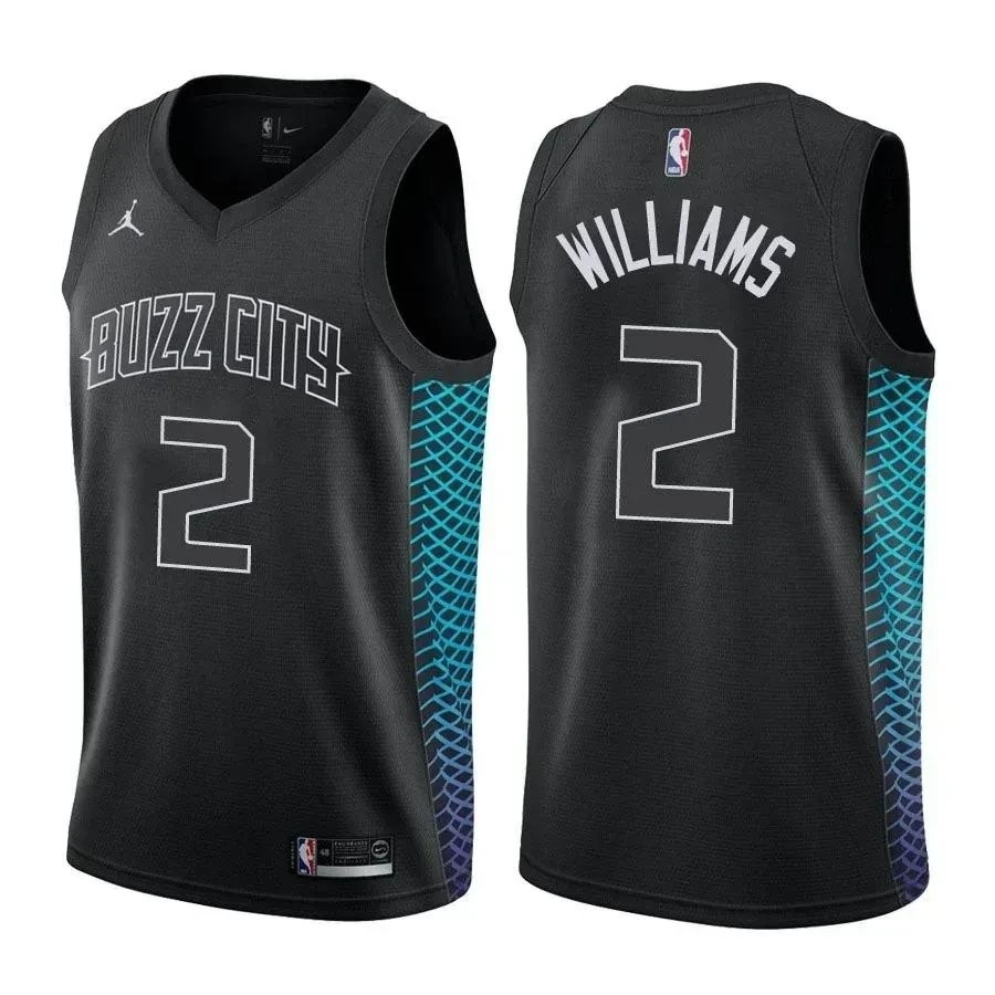 Men's Hornets Male Marvin Williams 2 City Edition Black Jersey