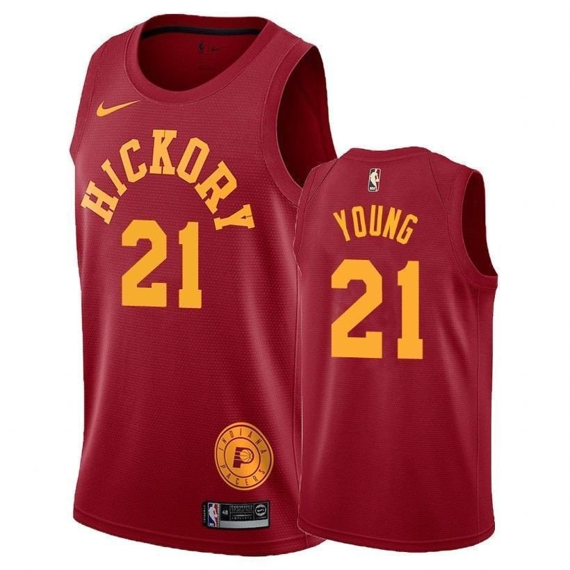 Men's Pacers Male Thaddeus Young 21 Hardwood Classics Red Jersey