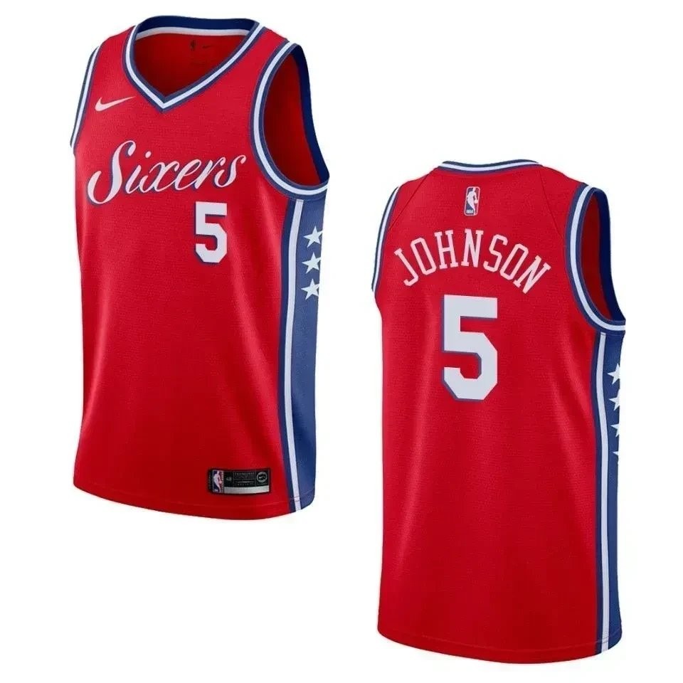 Men's Philadelphia 76ers Amir Johnson Statement Swingman Jersey Red - Size S-3XL