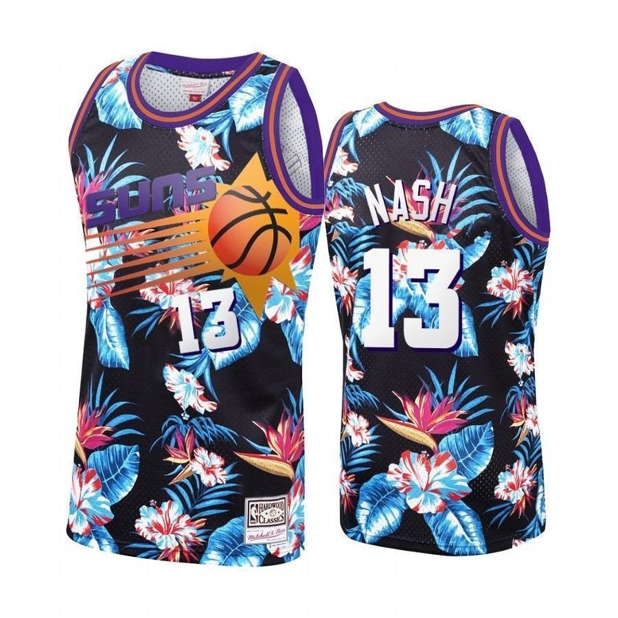 Men's Steve Nash 13 Phoenix Suns Black Floral Fashion Jersey