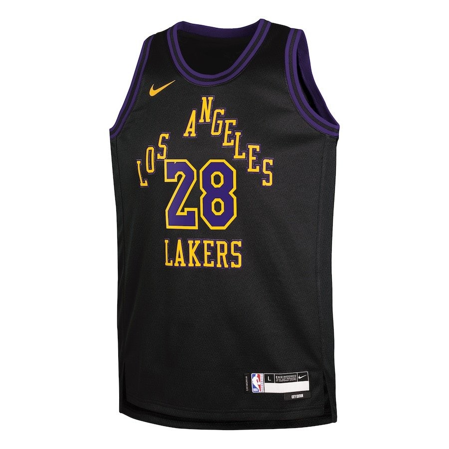 Rui Hachimura 28 Los Angeles Lakers 2023/24 City Edition Swingman Youth Jersey Black - Image 2