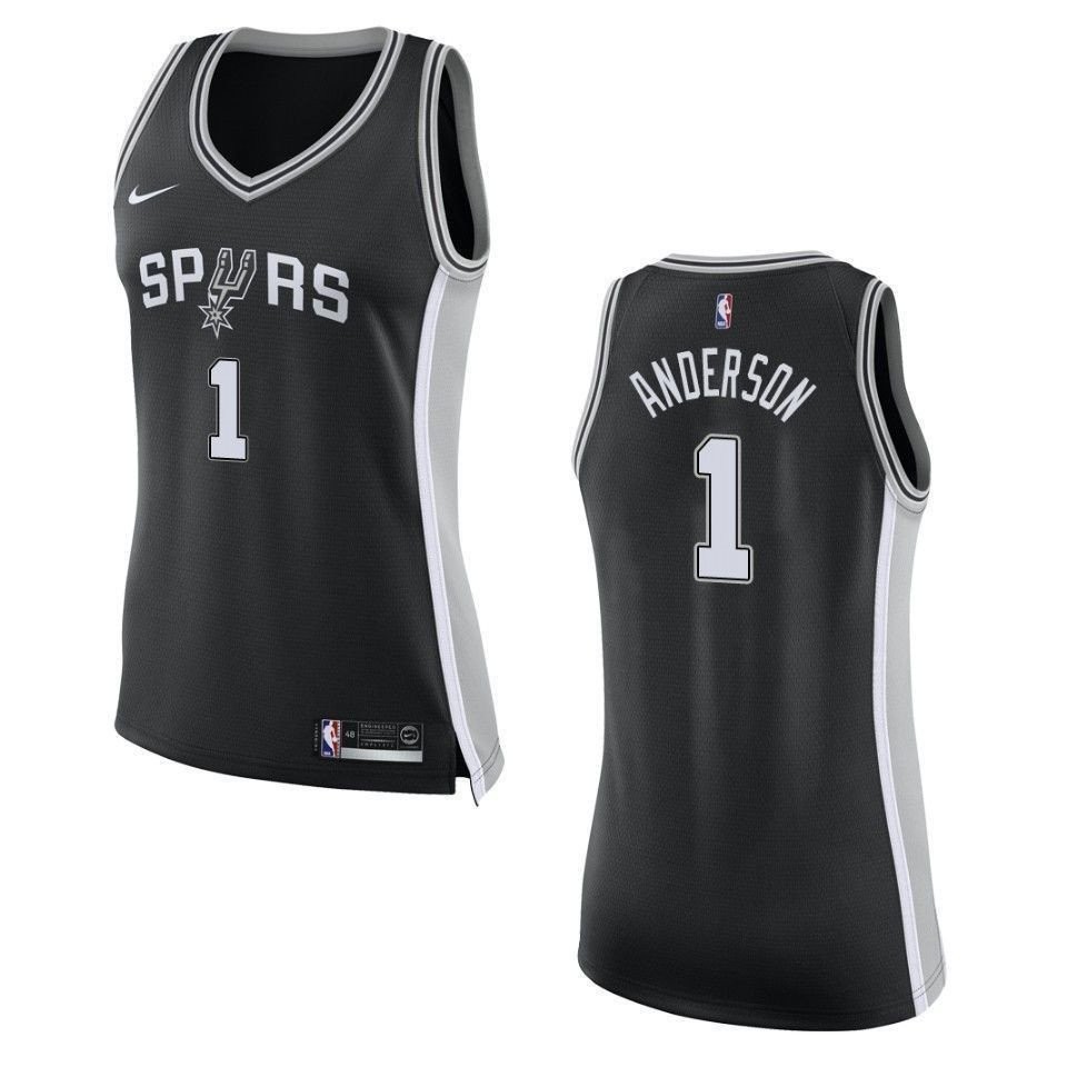 Women's San Antonio Spurs Kyle Anderson Icon Swingman Jersey Black - 100% Polyester