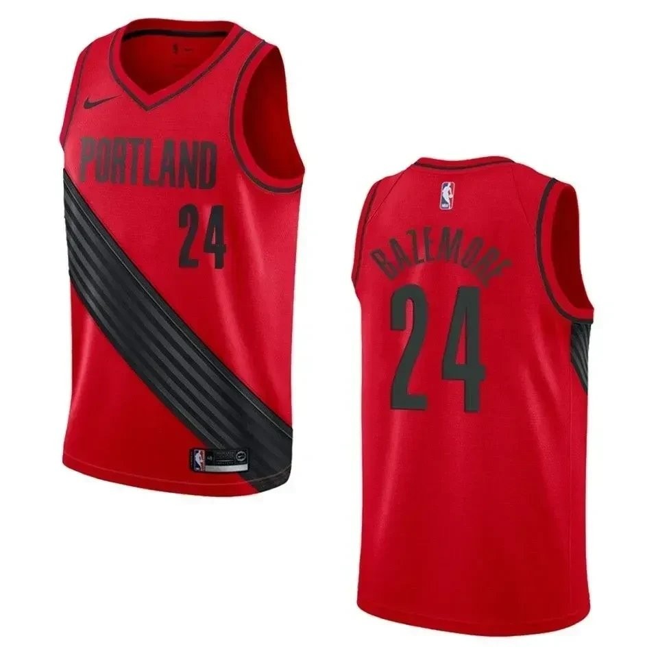 Men's Portland Trail Blazers 24 Kent Bazemore Statement Swingman Jersey - Red