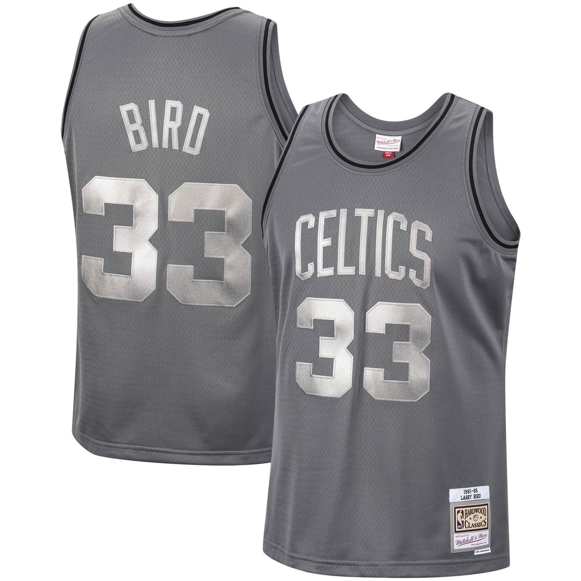 Larry Bird Boston Celtics Mitchell Ness Hardwood Classics Retired Player 1985/86 Metal Works Swingman Jersey ??Charcoal