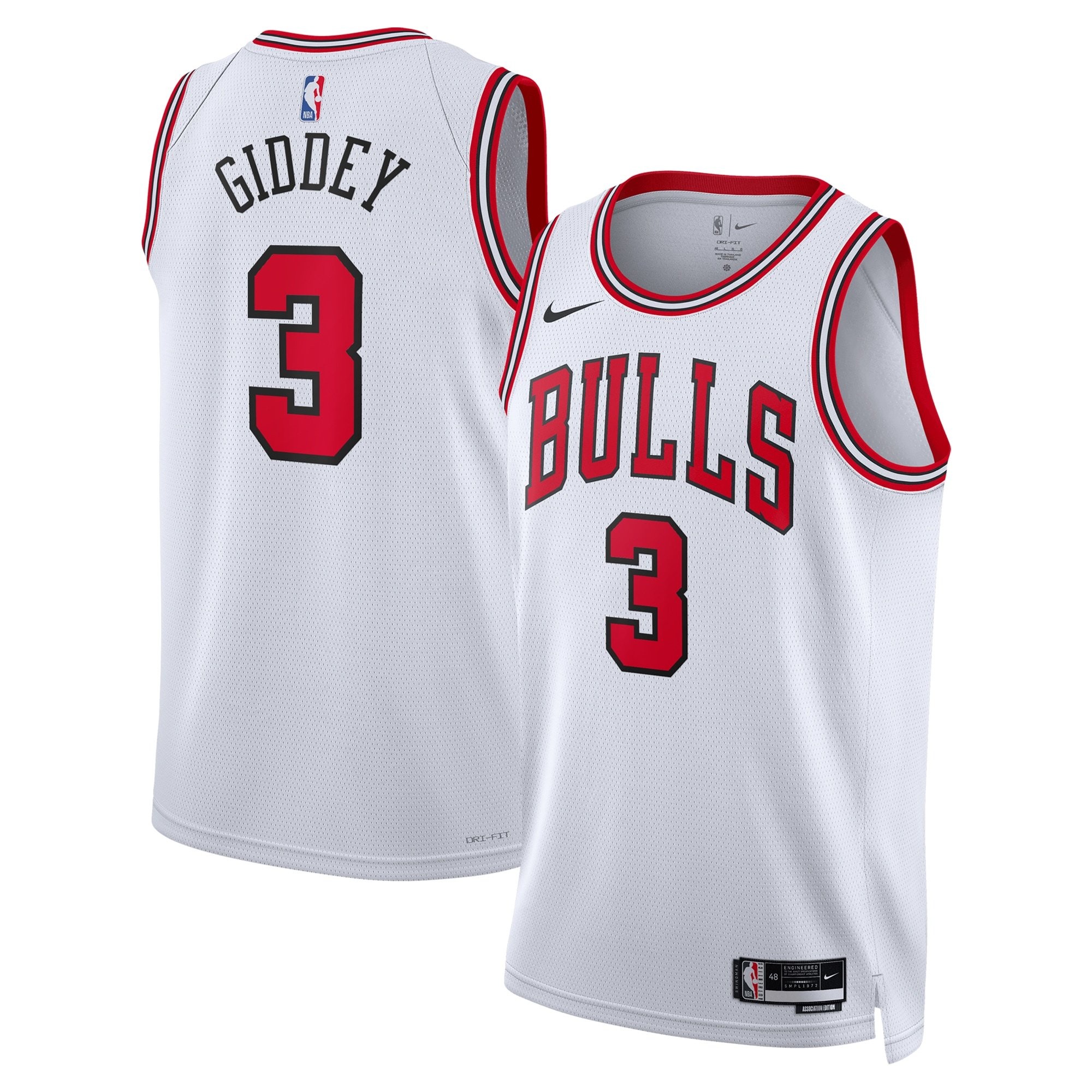 Chicago Bulls Association Edition Swingman Jersey White Josh Giddey Unisex