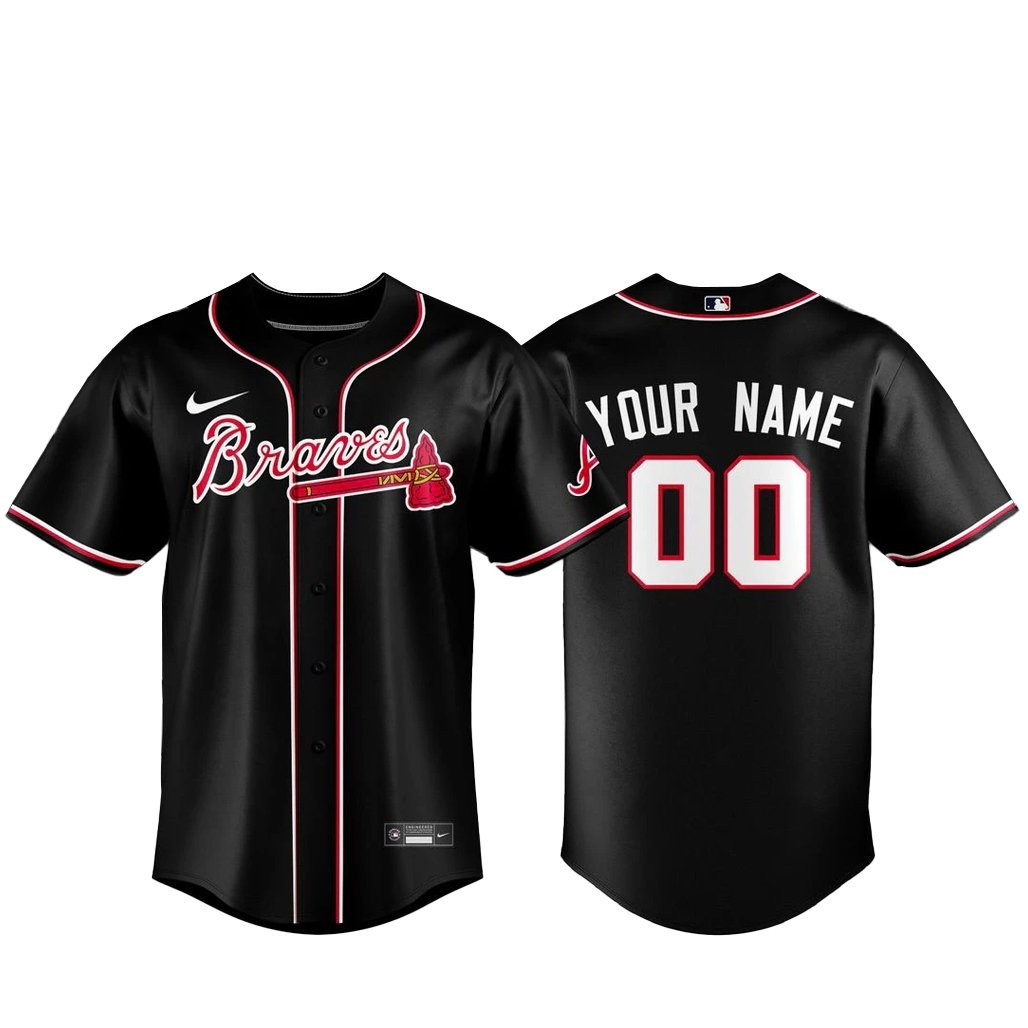 Custom Name and Number Atlanta Braves Black Out 2026 Baseball Jersey