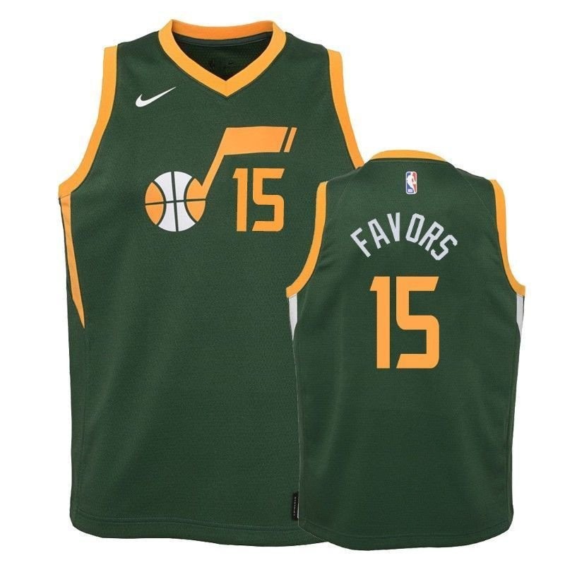Youth Jazz Derrick Favors 15 Earned Green Multicolor Jersey - Unisex S-3XL