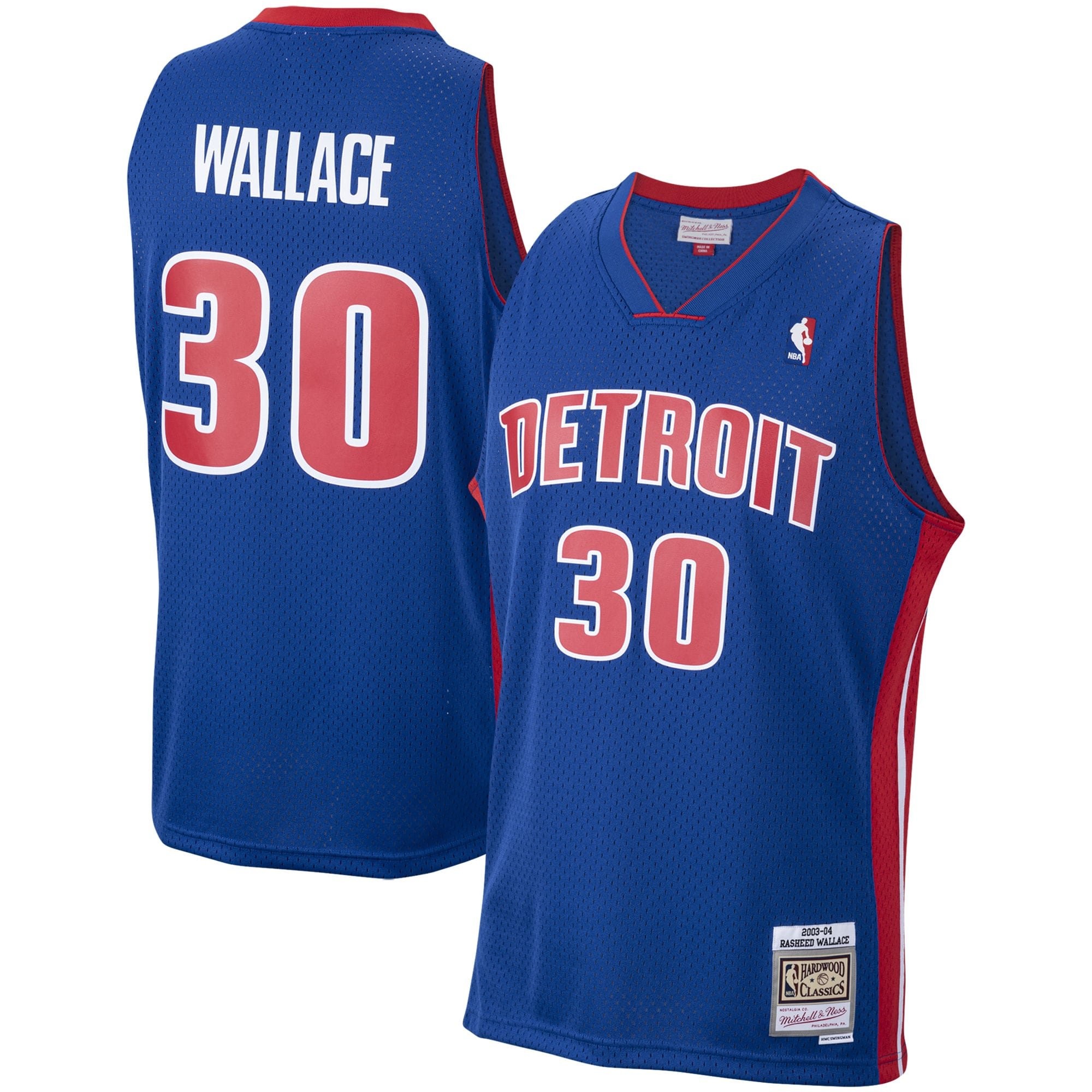 Men's Mitchell & Ness Rasheed Wallace Royal Detroit Pistons 2003-04 Hardwood Classics Swingman Jersey