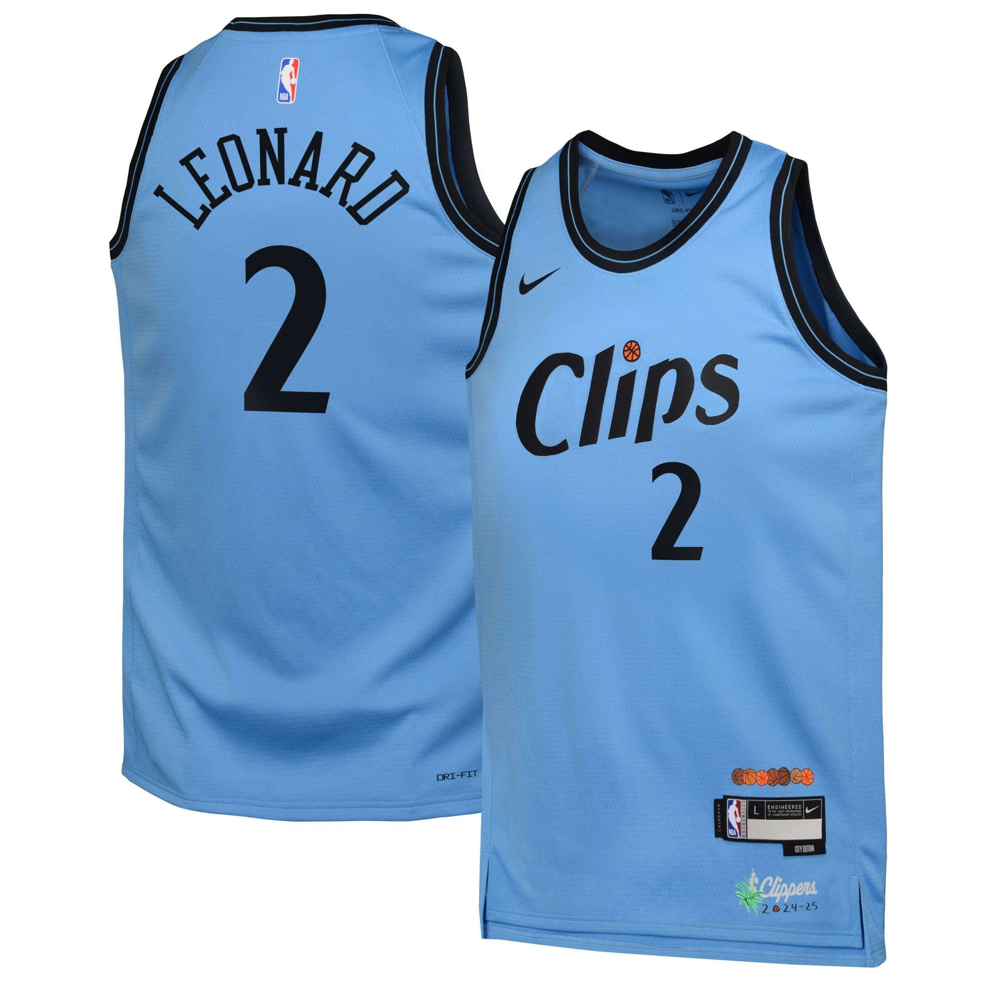 LA Clippers 2024 City Edition Swingman Jersey Kawhi Leonard Youth Blue