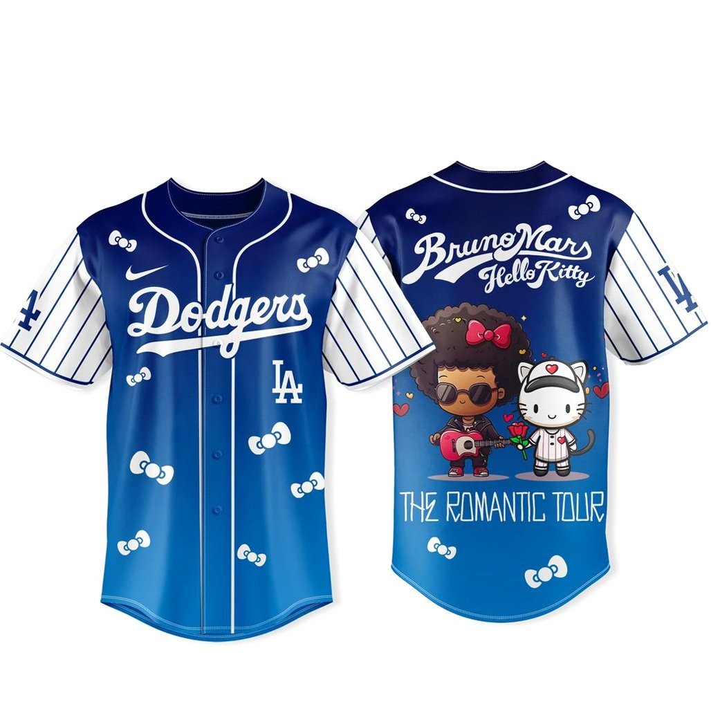 Los Angeles Dodgers x Bruno Mars x Hello Kitty 2026 The Romantic Tour Baseball Jersey