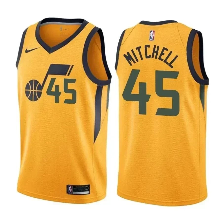 Men's Jazz Male Donovan Mitchell 45 Statet Yellow Jersey