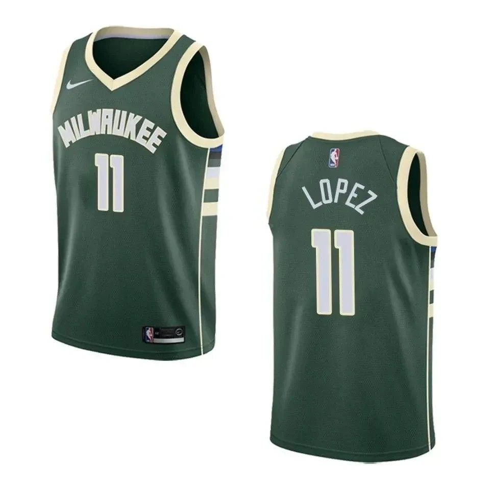 Men's Milwaukee Bucks Brook Lopez 11 Icon Swingman Jersey Green