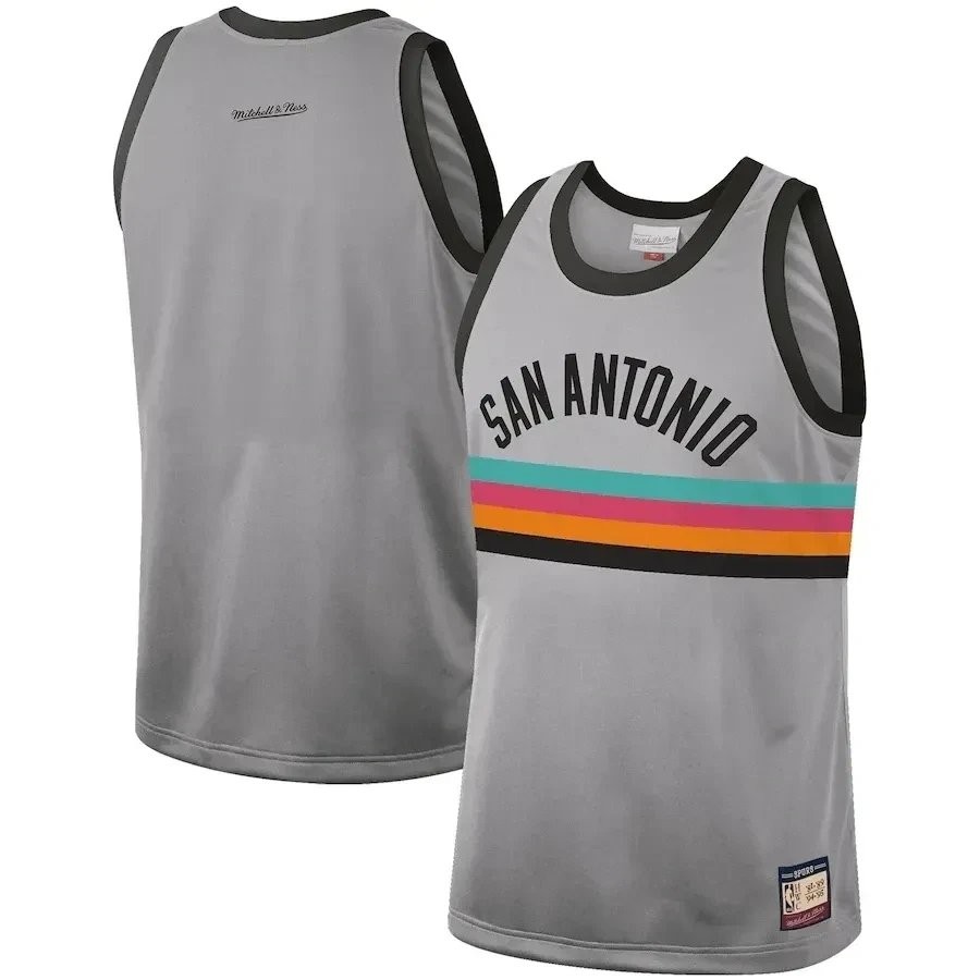San Antonio Spurs Mitchell & Ness Hardwood Classics Team Heritage Fashion Jersey Silver Unisex