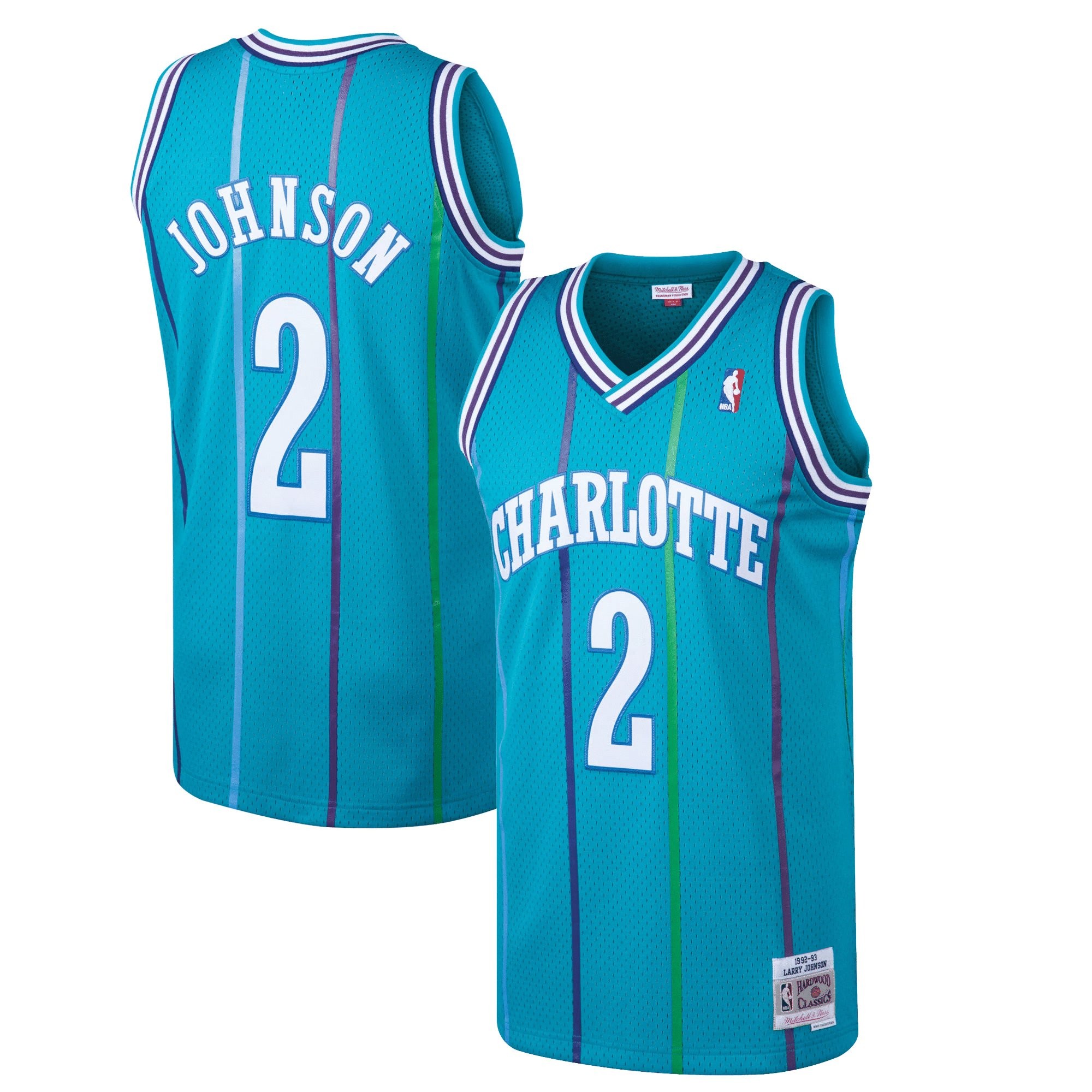 Larry Johnson Charlotte Hornets Mitchell & Ness 1992-93 Hardwood Classics Swingman Jersey - Teal Jersey