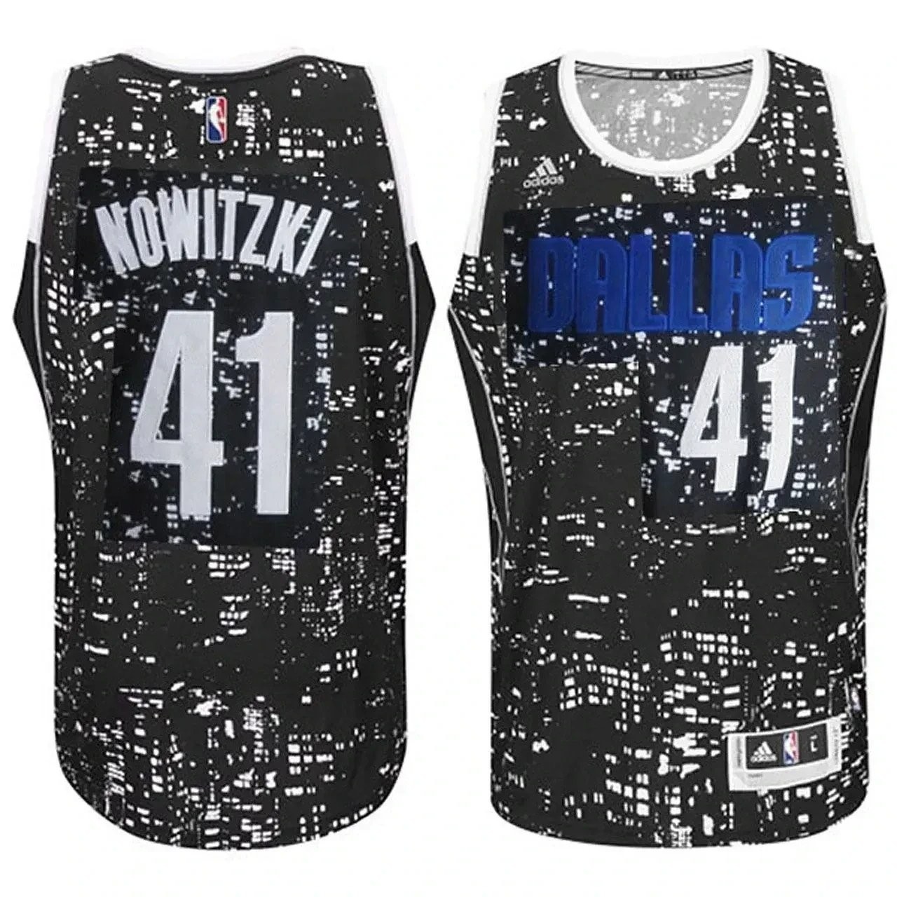 Dallas Mavericks Dirk Nowitzki #41 City Lights Black Swingman Jersey Mens