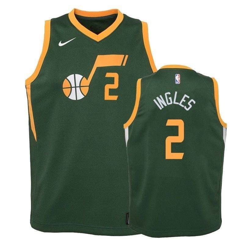 Youth Jazz Joe Ingles #2 2018-19 Earned Green Jersey Unisex Basketball Jersey