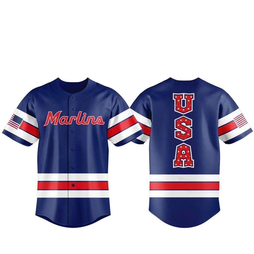 Miami Marlins 250th USA Celebration 2026 Night Blue Baseball Jersey