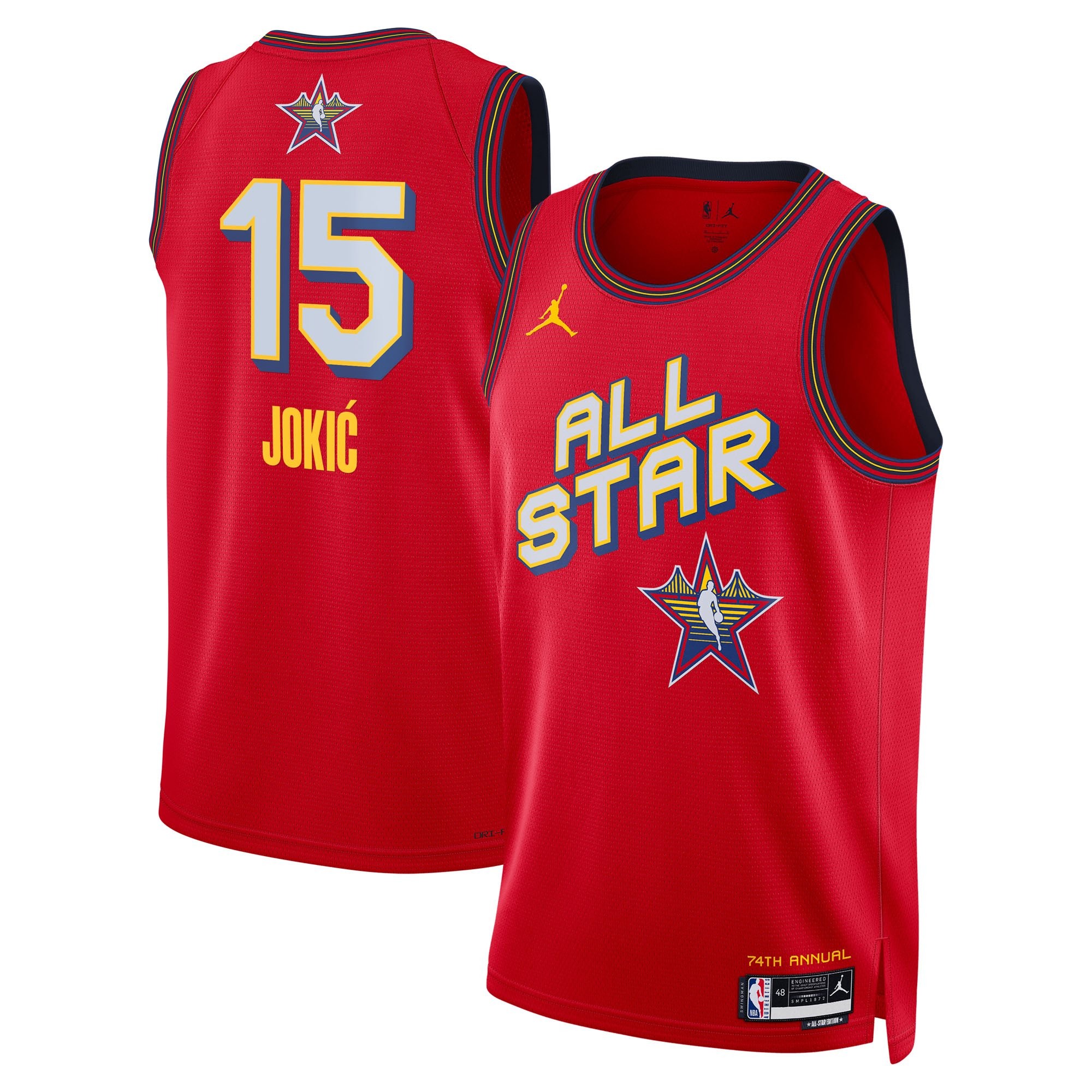 NBA Jordan Brand All Star 2025 Swingman Jersey Red Nikola Jokic Unisex