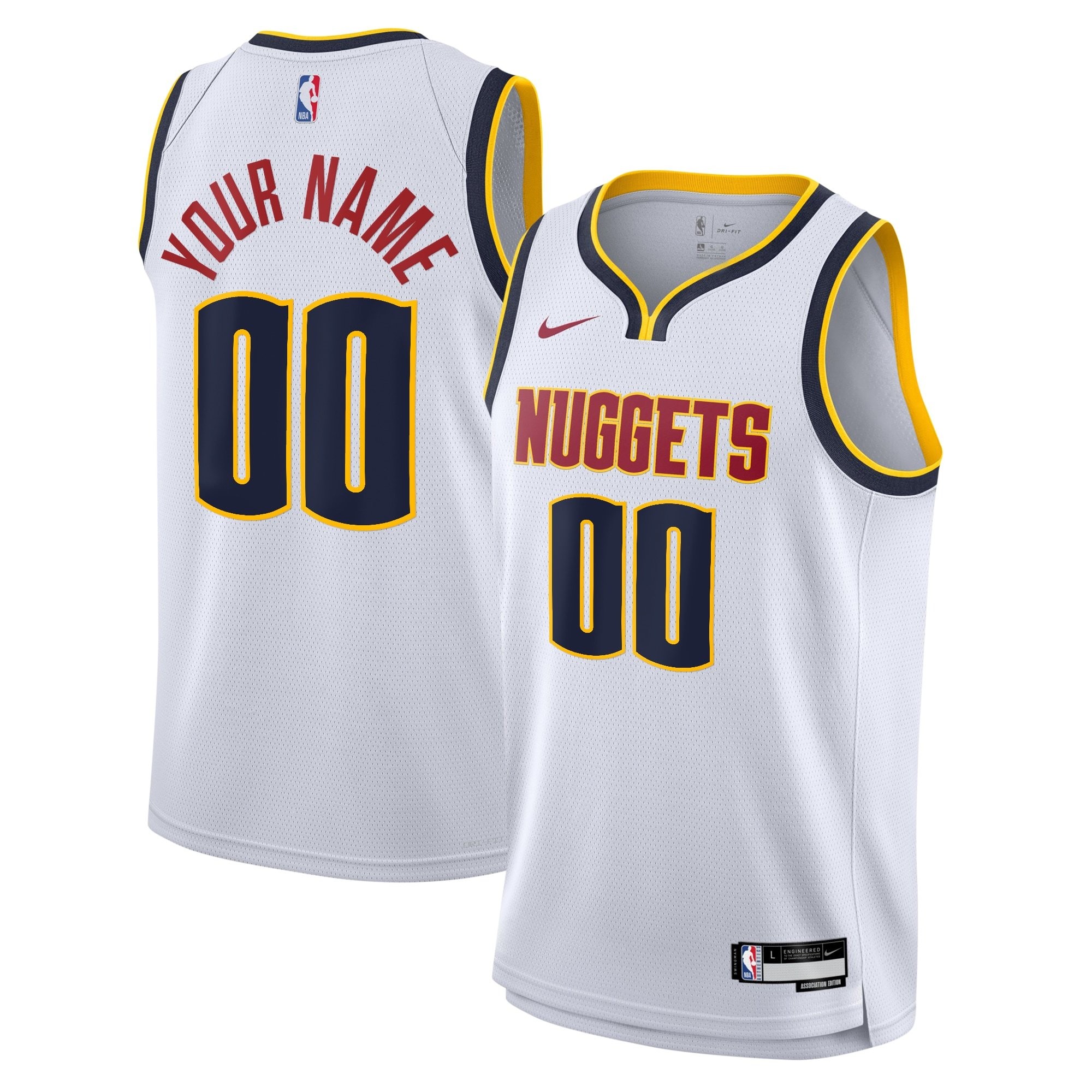 Denver Nuggets Association Swingman Custom Jersey Youth S-XXL Multicolor