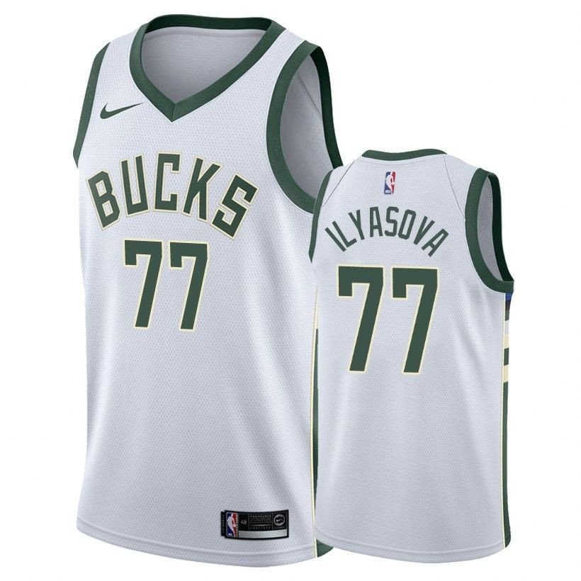 Men's Bucks Ersan Ilyasova 77 Association White Basketball Jersey