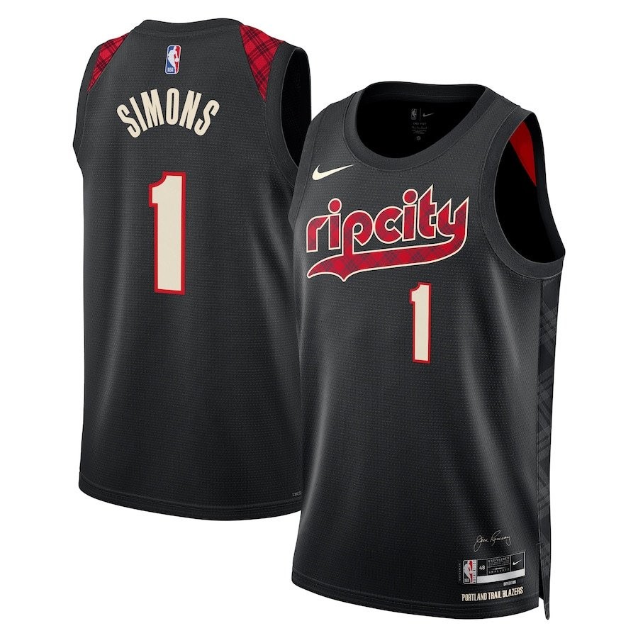 Anfernee Simons 1 Portland Trail Blazers 2023/24 City Edition Swingman Jersey Black Unisex