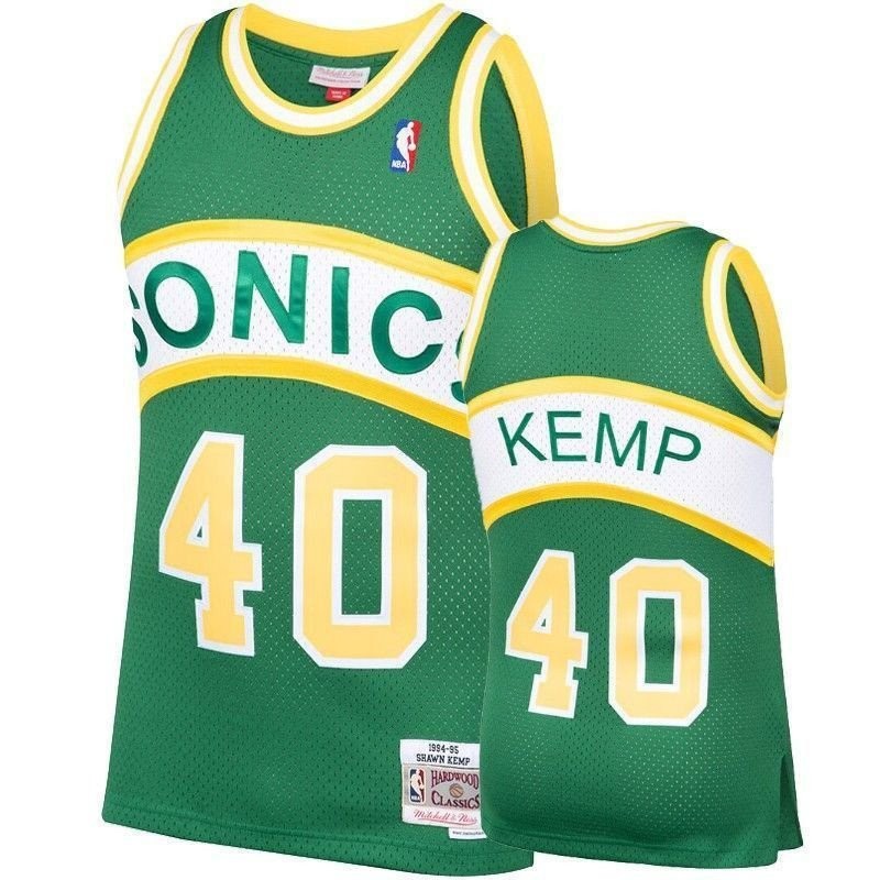 Men's Seattle SuperSonics 40 Shawn Kemp Green Hardwood Classics Jersey