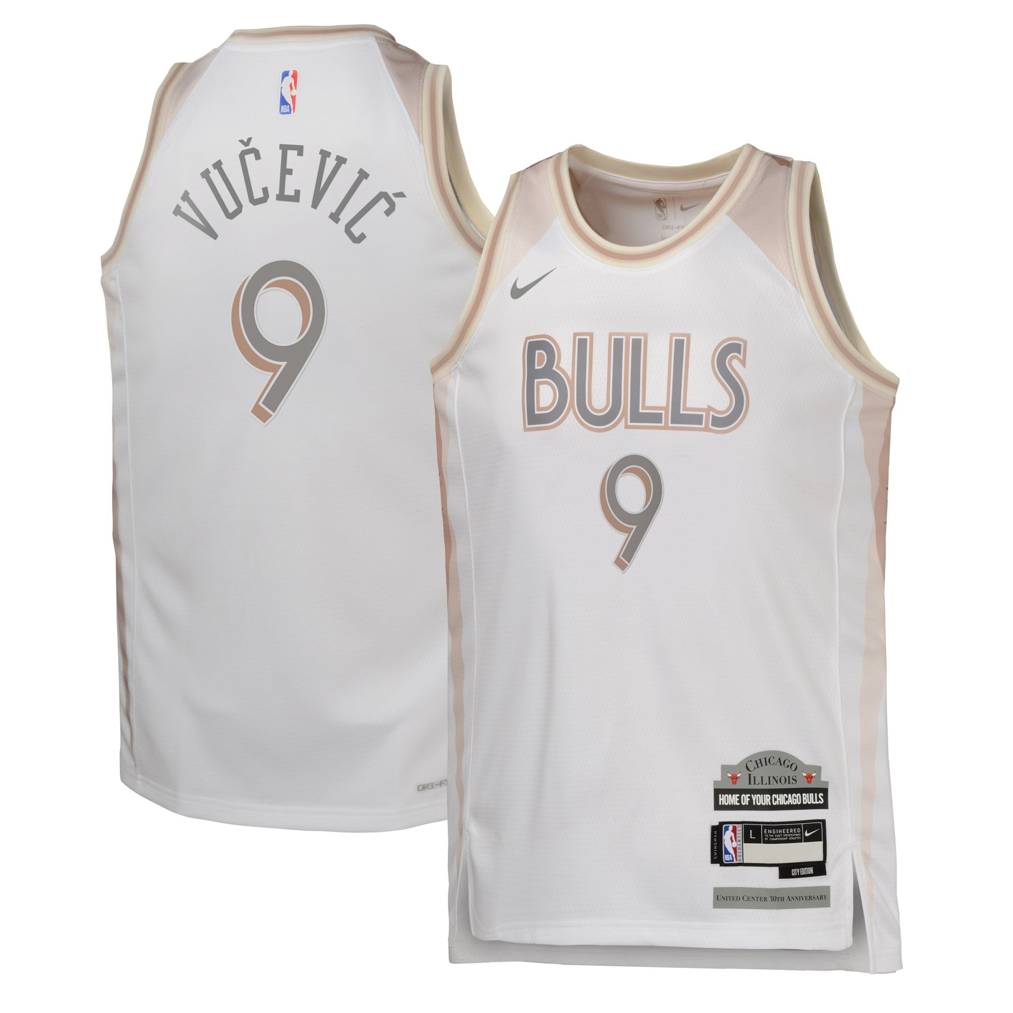 Chicago Bulls 2024 City Edition Swingman Jersey White Nikola Vucevic Youth