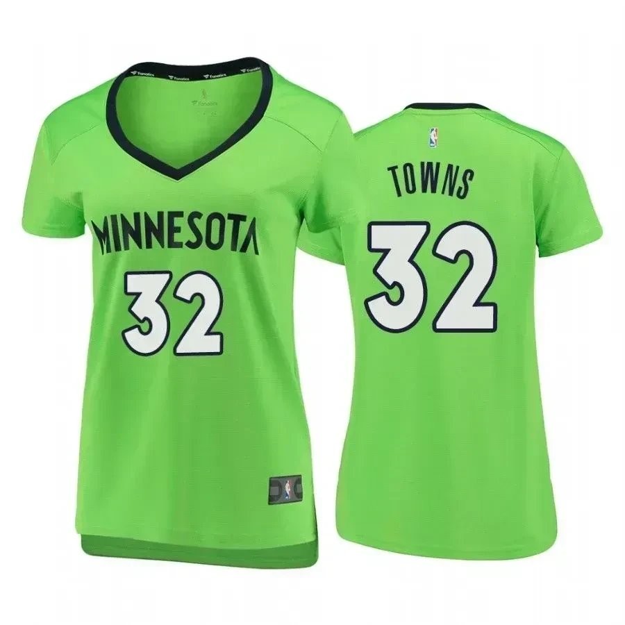 Women's Minnesota Timberwolves Karl-Anthony Towns #32 State Green Jersey