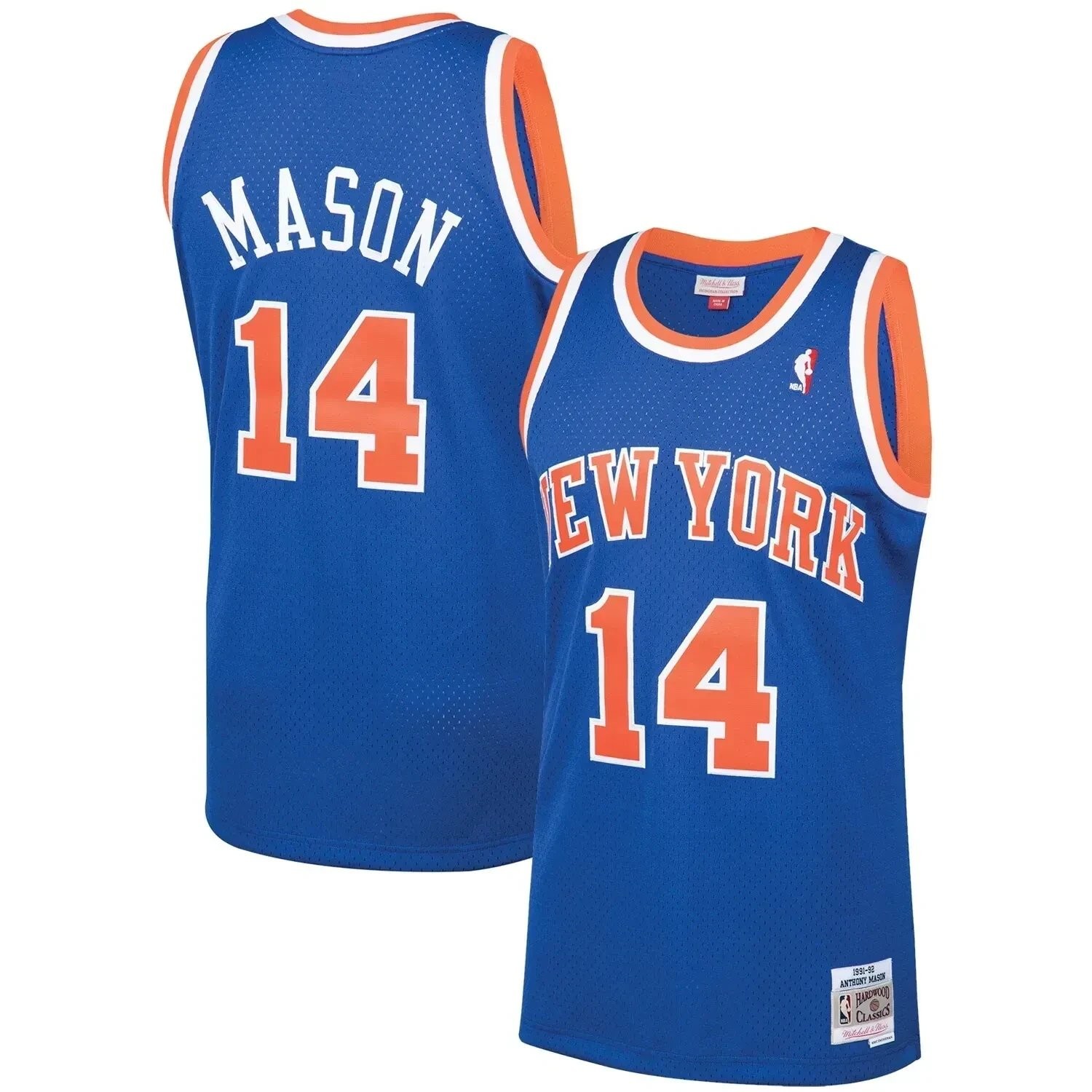 Anthony Mason New York Knicks Mitchell Ness 1991-92 Hardwood Classics Swingman Player Jersey - Blue