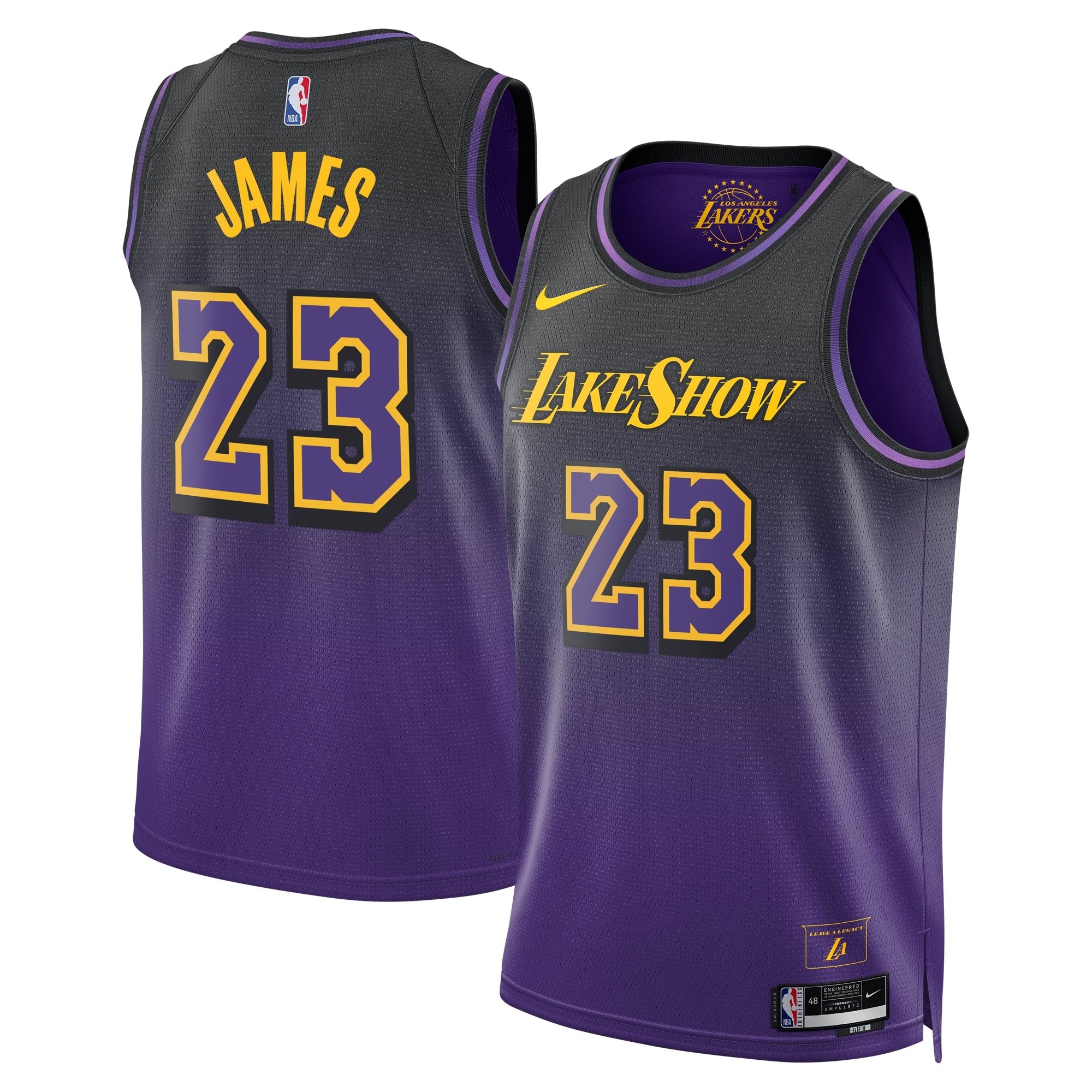 Los Angeles Lakers City Edition Swingman Jersey 2024 Purple LeBron James Unisex