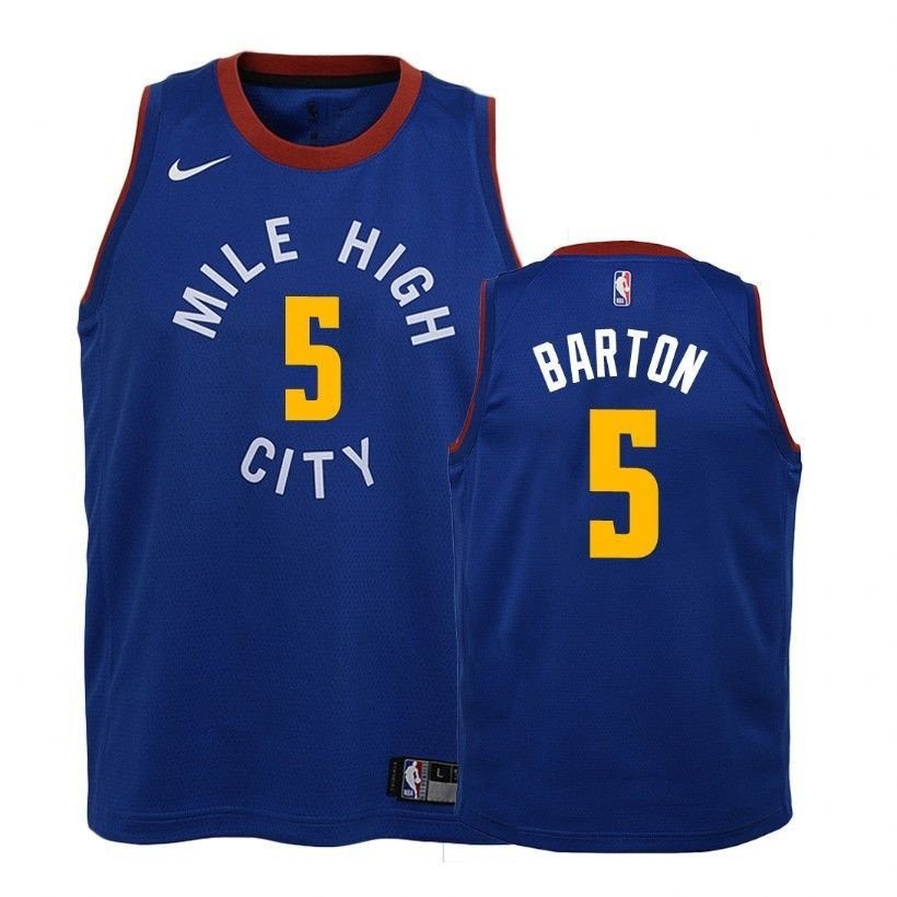 Youth Nuggets Will Barton 5 2018-19 State Blue Basketball Jersey Unisex