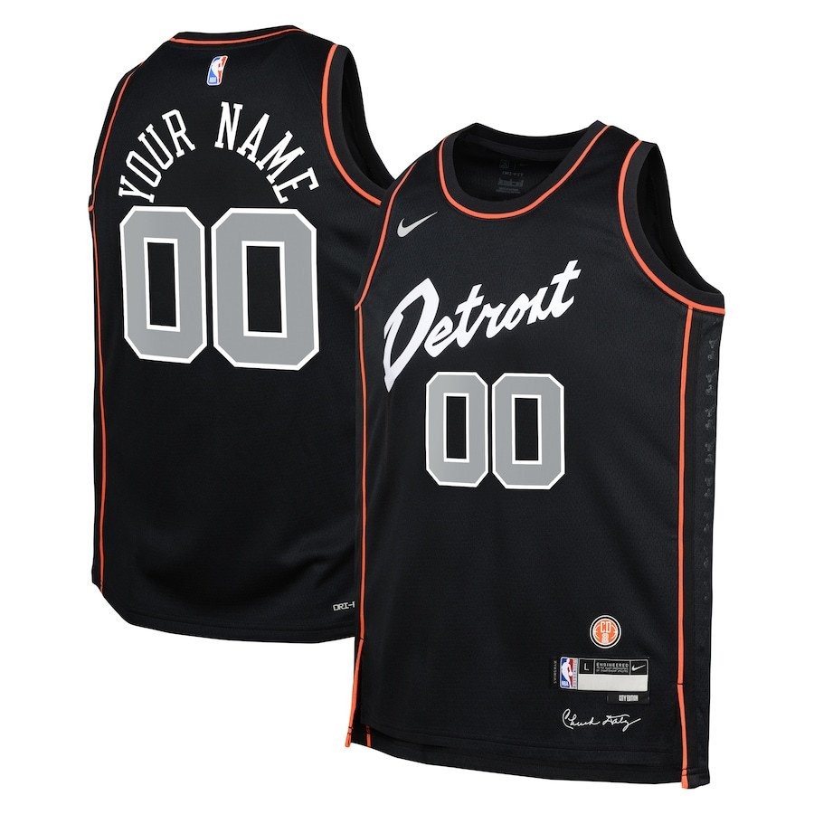 Detroit Pistons 2023/24 City Edition Swingman Custom Youth Jersey Black - 100% Polyester