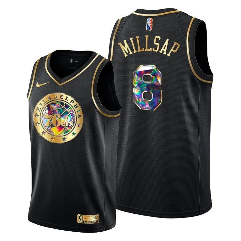 Paul Millsap 8 Philadelphia 76ers Diamond Logo Black Jersey - Men Jersey