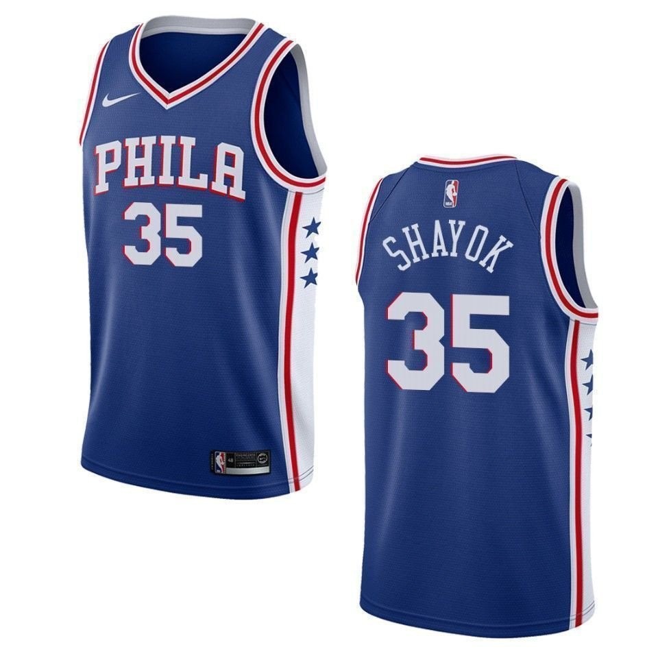 Men's Philadelphia 76ers Marial Shayok Icon Swingman Jersey Blue Size S-3XL