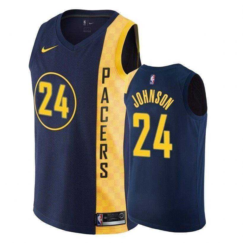 Pacers Alize Johnson #24 City Navy Basketball Jersey - Adult Unisex Sizes S-3XL