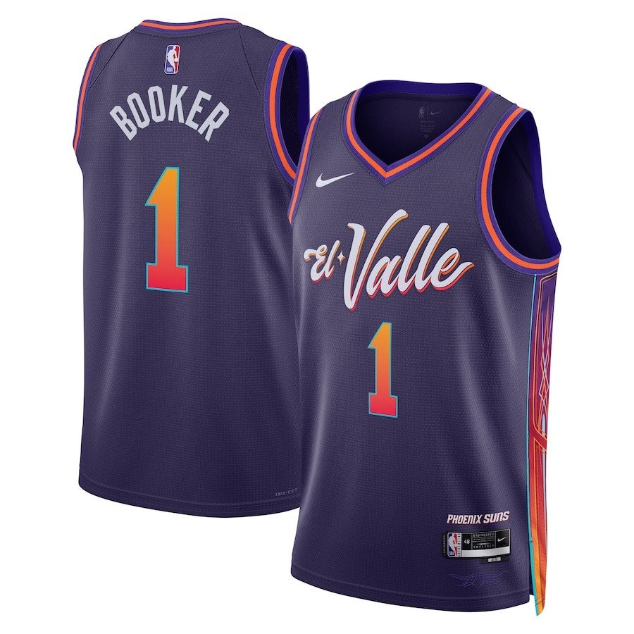 Devin Booker 1 Phoenix Suns 2023/24 City Edition Swingman Jersey Purple Unisex