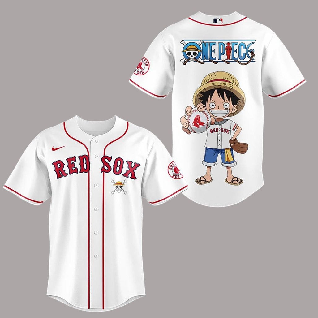 Boston Red Sox One Piece Night 2026 All White Baseball Jersey