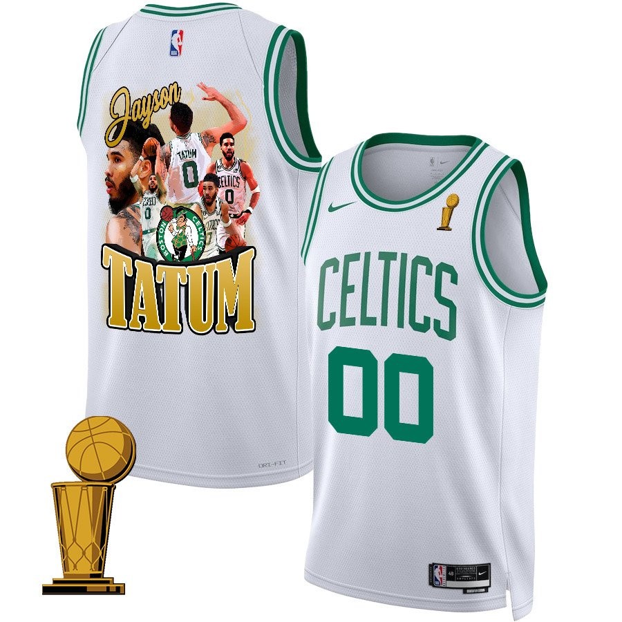 Jayson Tatum Boston Celtics 2024 Association Edition Jersey White Final Champions Patch
