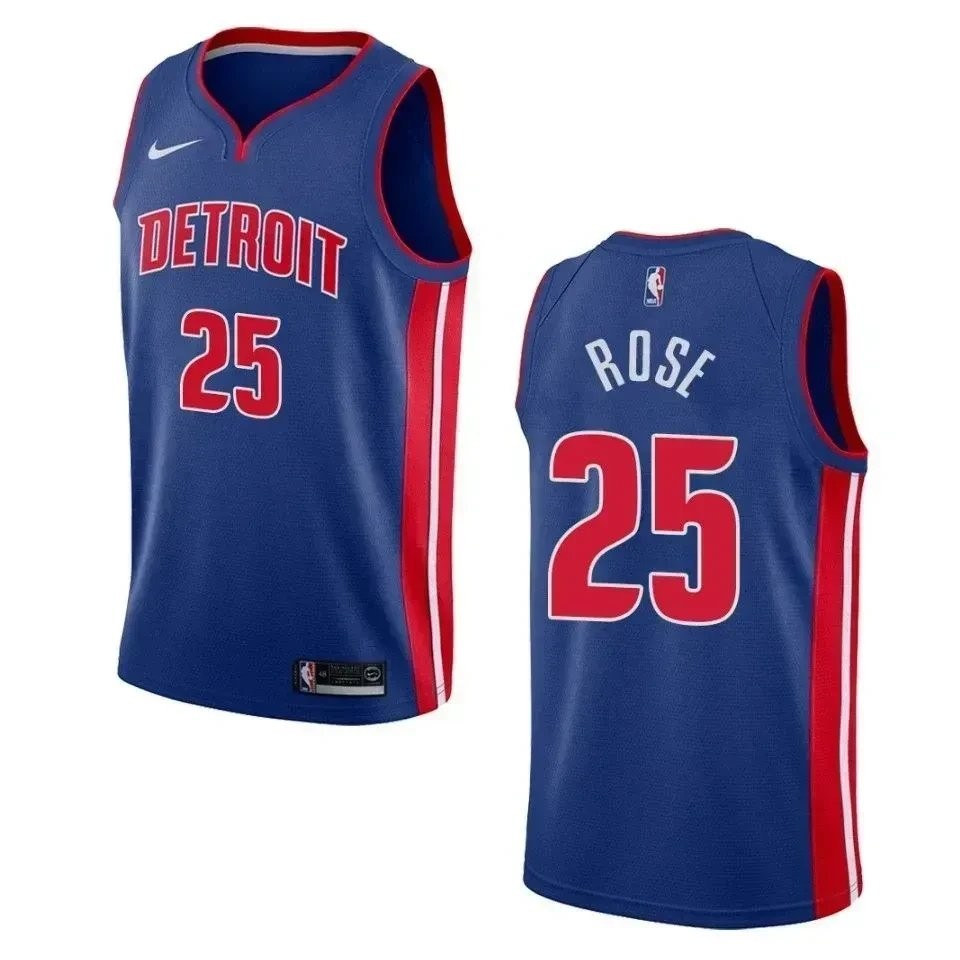 Men's Detroit Pistons Derrick Rose 25 Icon Swingman Jersey Blue
