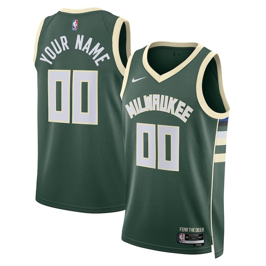 Milwaukee Bucks 2023/24 Icon Swingman Custom Men Jersey Hunter Green