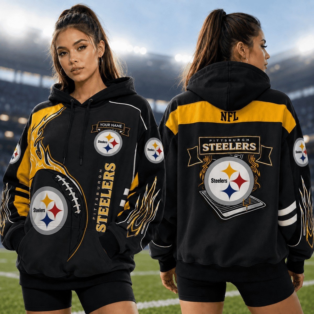 Musemora - Women's Pittsburgh Steelers Hoodie - Game Day Football
