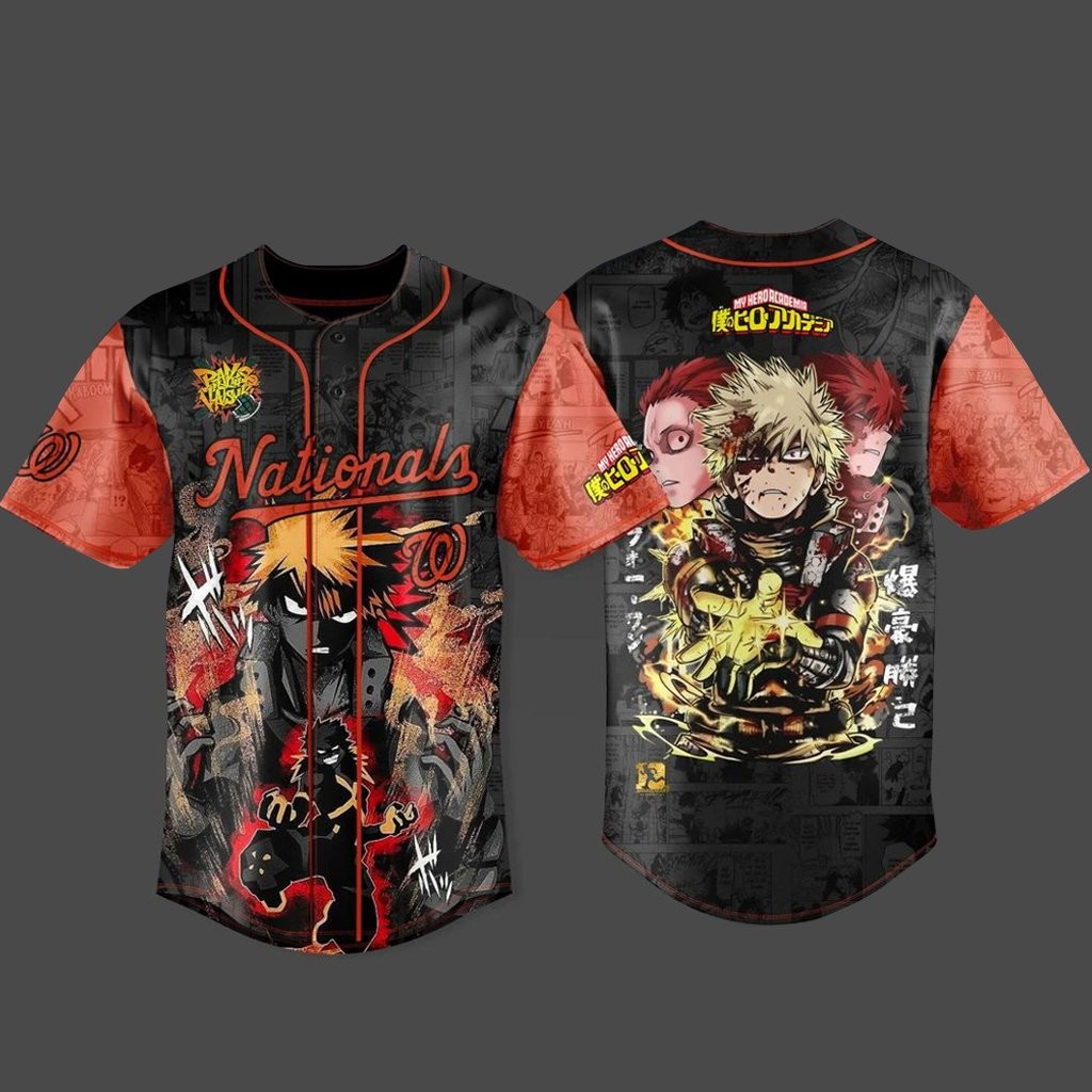 Washington Nationals x My Hero Academia U.S. Tour 2026 Bakugo Baseball Jersey