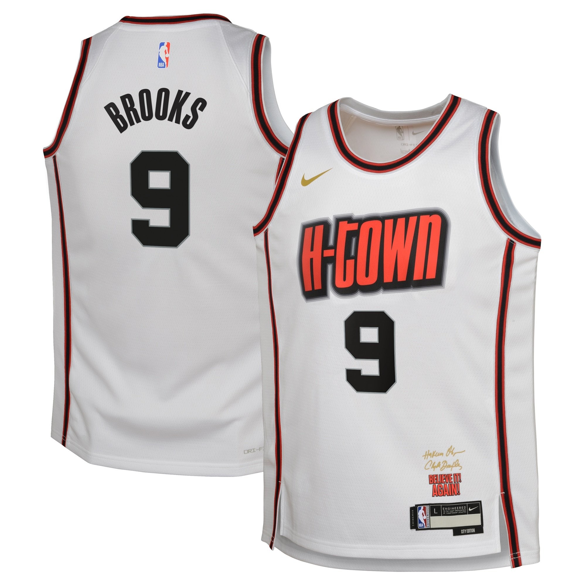 Houston Rockets 2024 City Edition Swingman Jersey White Dillon Brooks Youth