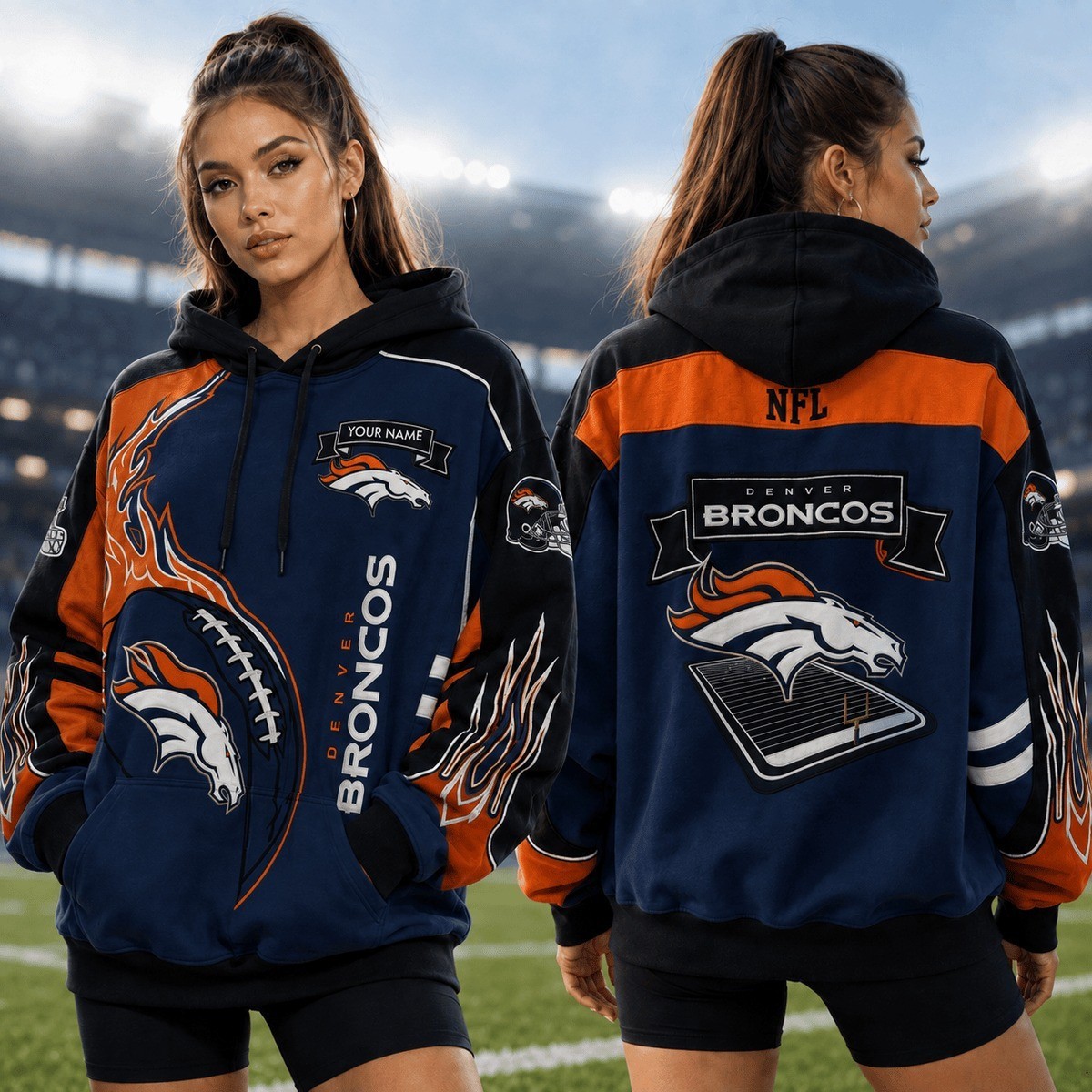 Musemora - Unisex Denver Broncos Hoodie - Game Day Football