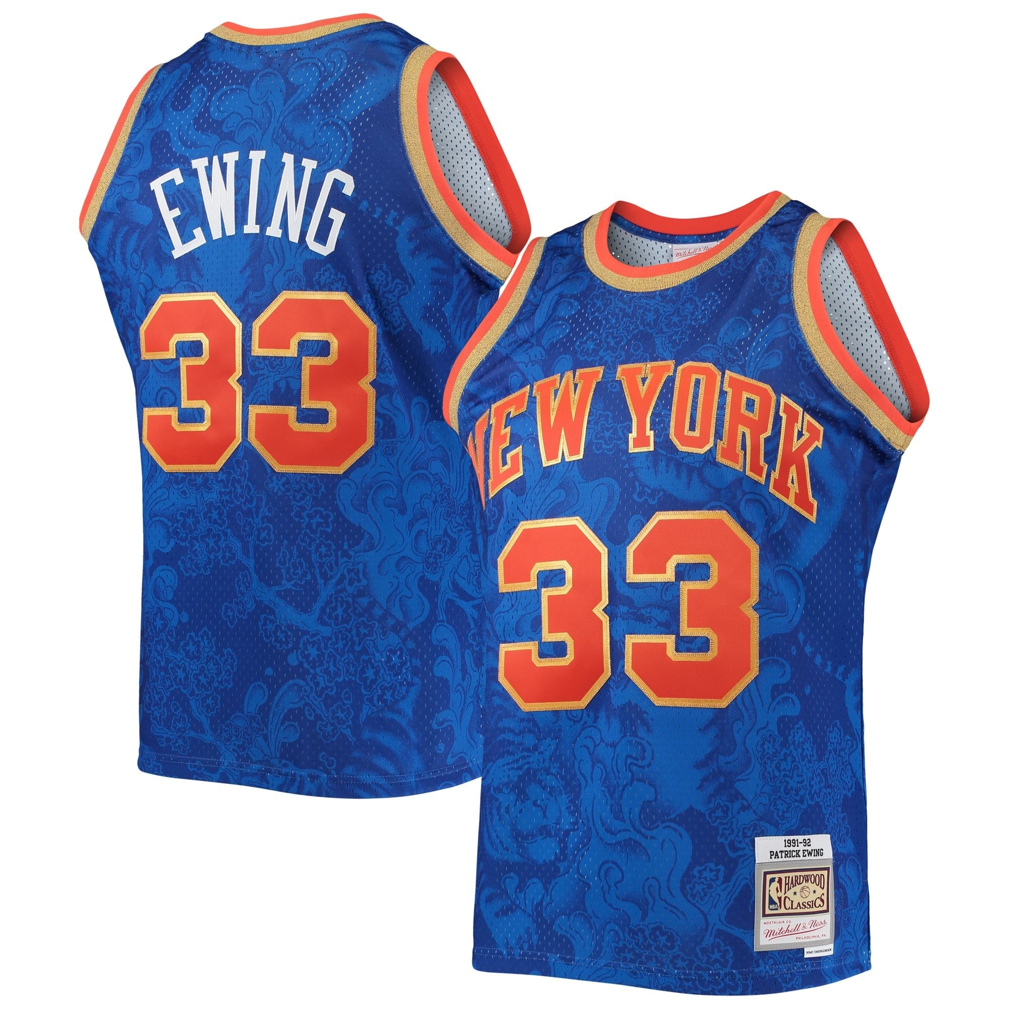 Men's Mitchell & Ness Patrick Ewing Blue New York Knicks 1991/92 Hardwood Classics Swingman Jersey