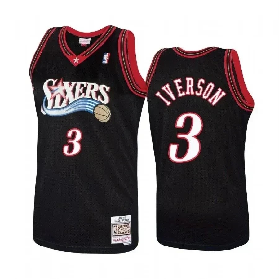 Men's Philadelphia 76ers Allen Iverson Hardwood Classics Black Jersey