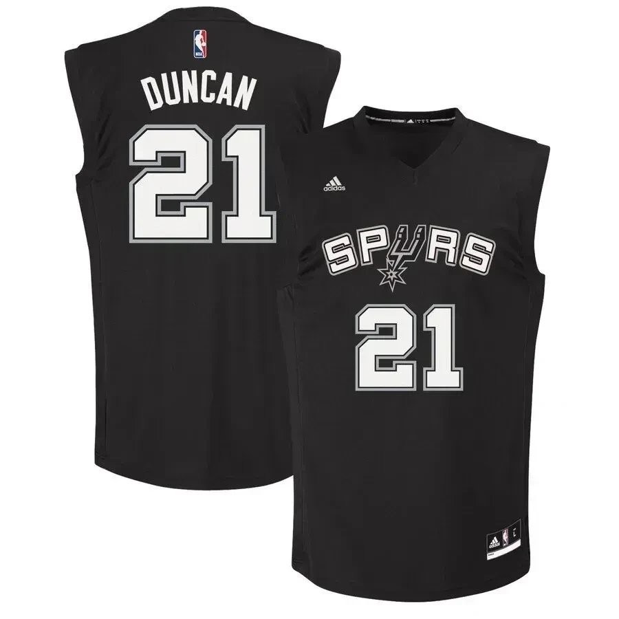Tim Duncan San Antonio Spurs Fashion Jersey Black Unisex