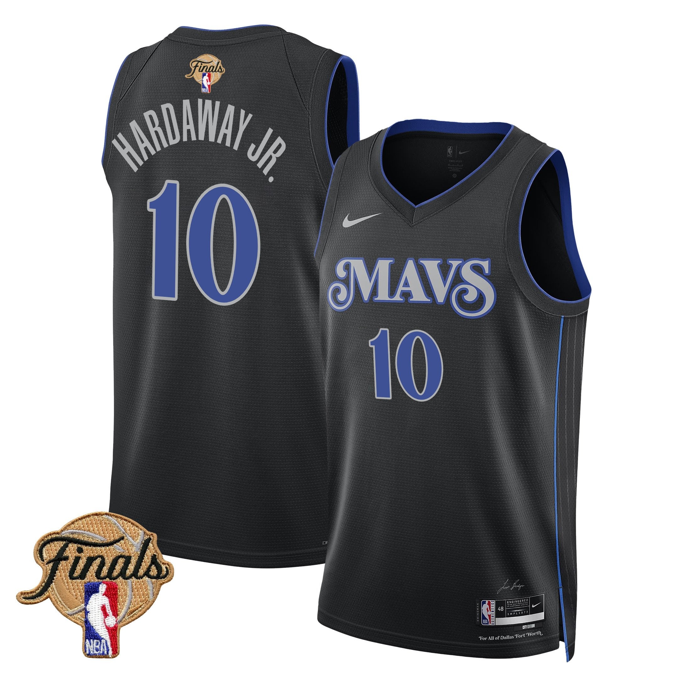 Tim Hardaway Jr. 10 Dallas Mavericks 2024 Finals Patch Swingman Jersey City Edition Black