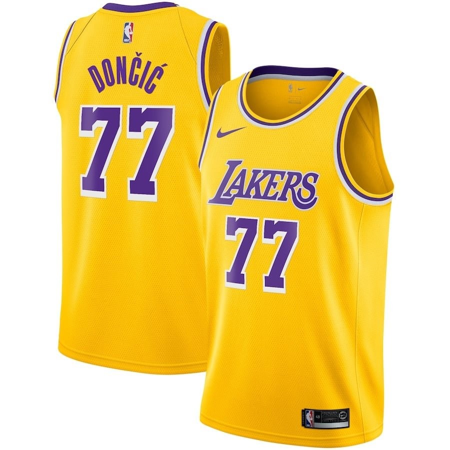 Luka Doncic 77 Los Angeles Lakers Youth 2024/25 Swingman Jersey Icon Edition Gold
