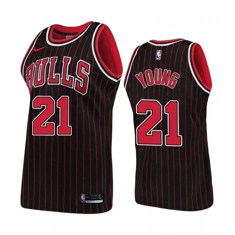 Men's Chicago Bulls Thaddeus Young #21 Hardwood Classics Black Jersey